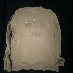 American Eagle Outfitters Men's Beige Long Sleeve Tee